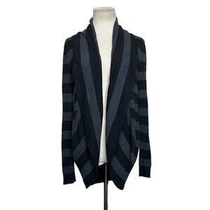 Loft gray black open front long sleeves cardigan size M